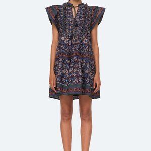 Sea New York Navy Printed Ruffle Mini Dress